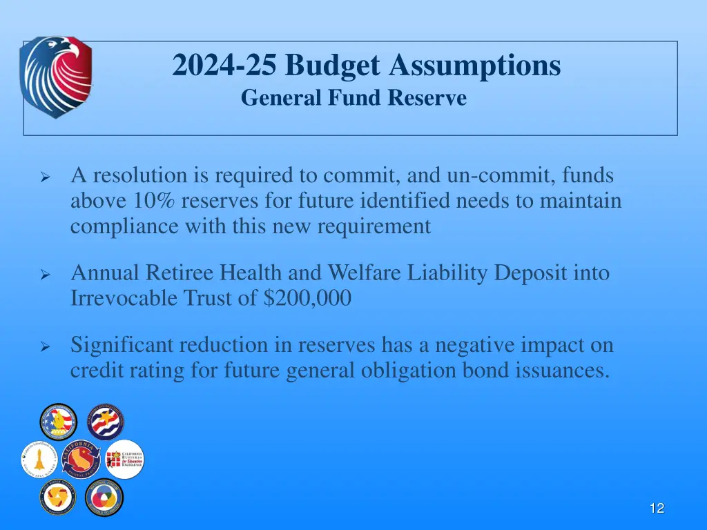 2024 25 budget assumptions general fund reserve 1