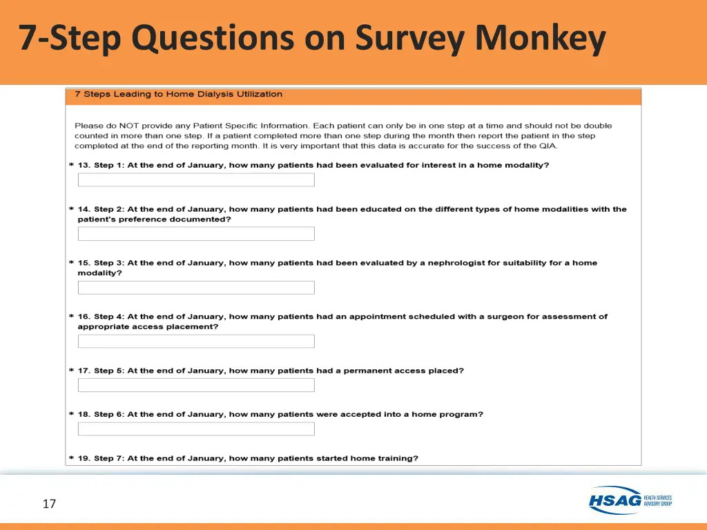 7 step questions on survey monkey