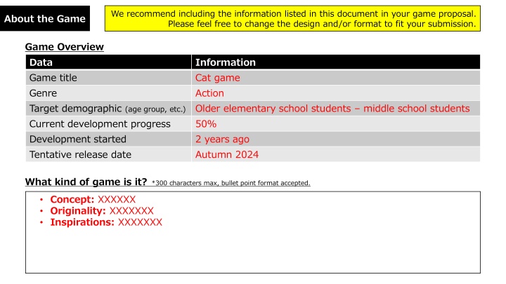 we recommend including the information listed