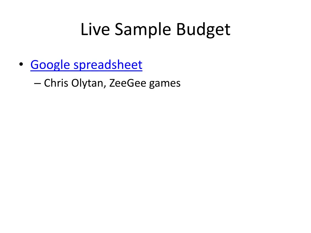 live sample budget