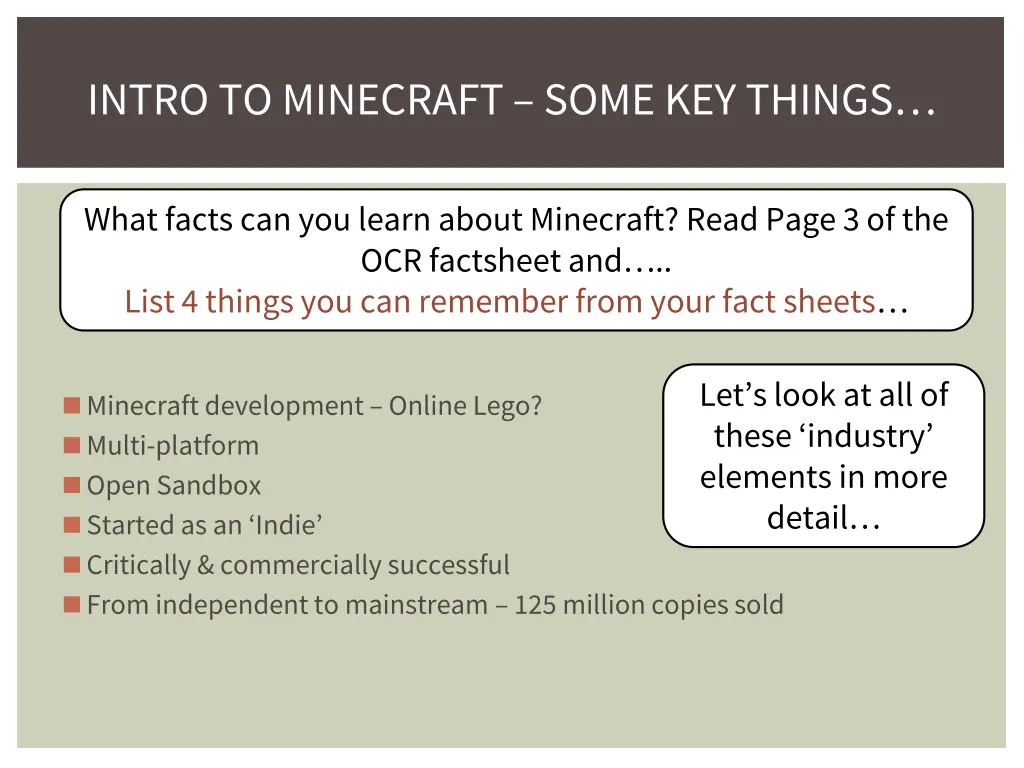 intro to minecraft some key things