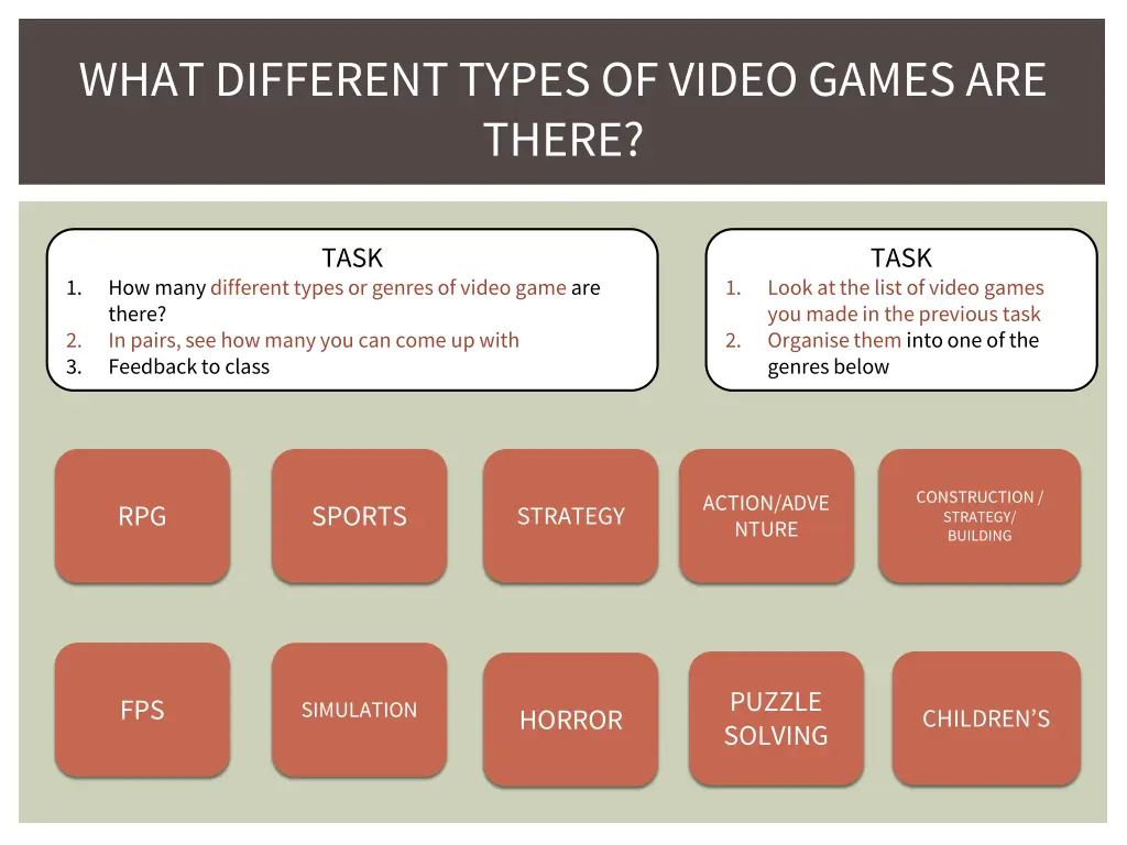 what different types of video games are there