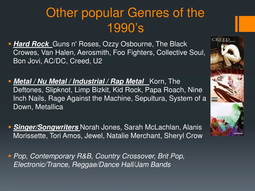 other popular genres of the 1990 s