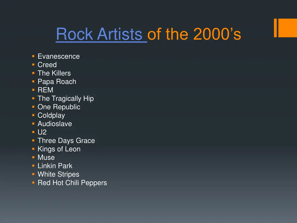 rock artists of the 2000 s