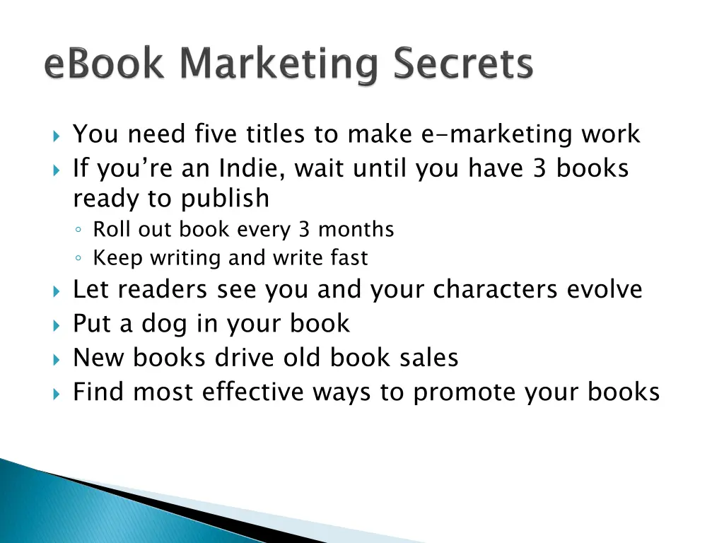 you need five titles to make e marketing work