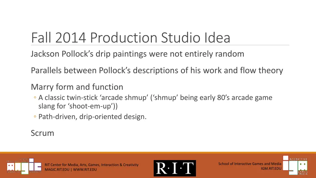 fall 2014 production studio idea jackson pollock