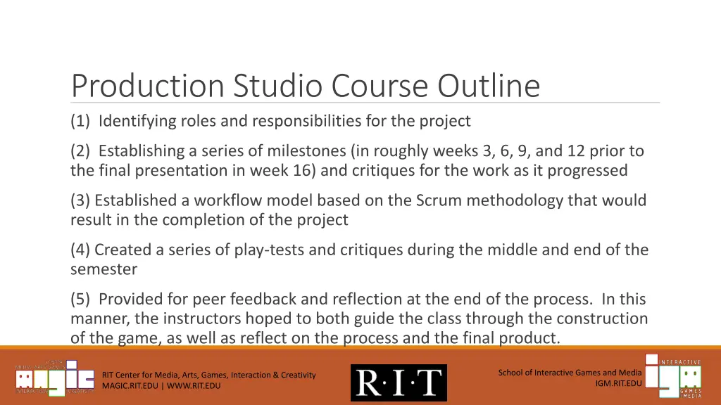 production studio course outline 1 identifying