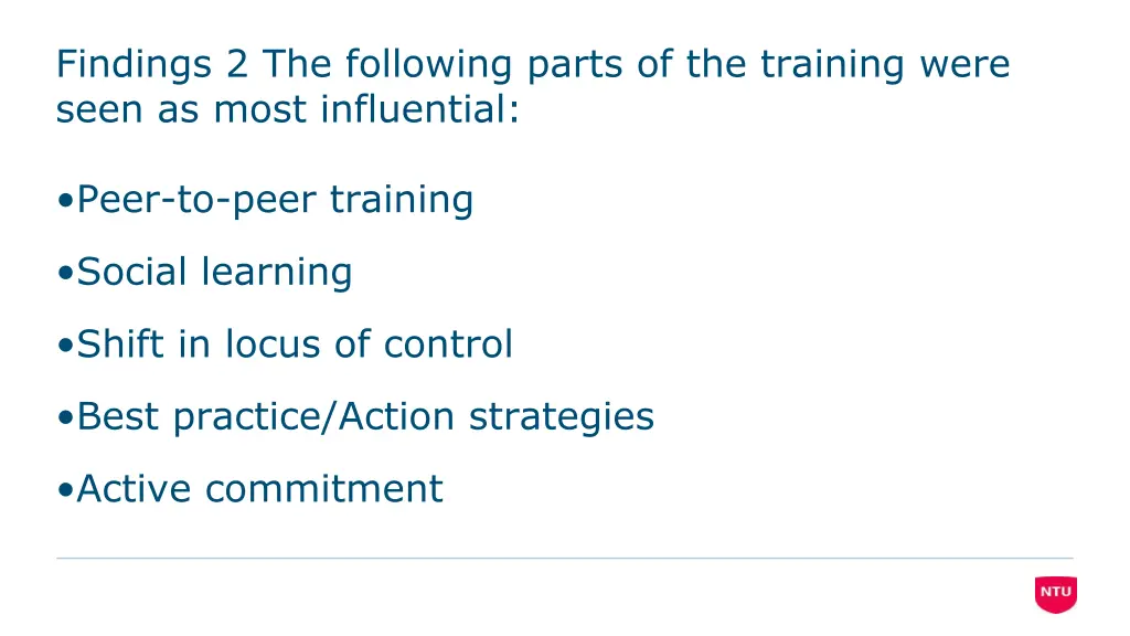 findings 2 the following parts of the training