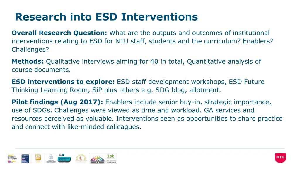 research into esd interventions