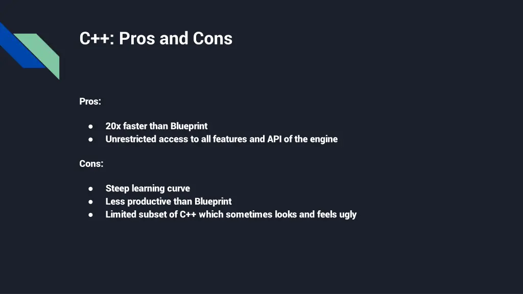 c pros and cons