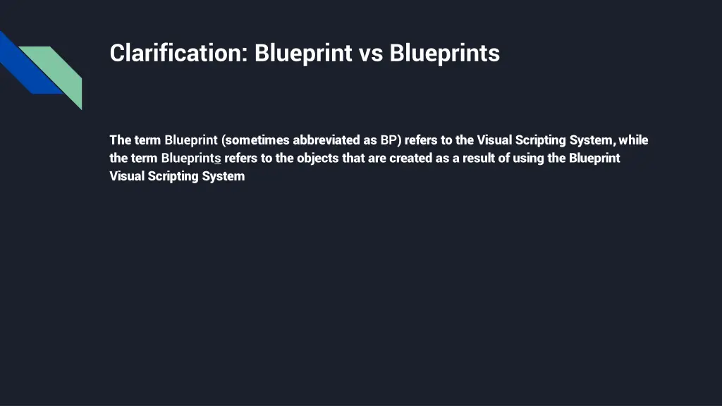 clarification blueprint vs blueprints