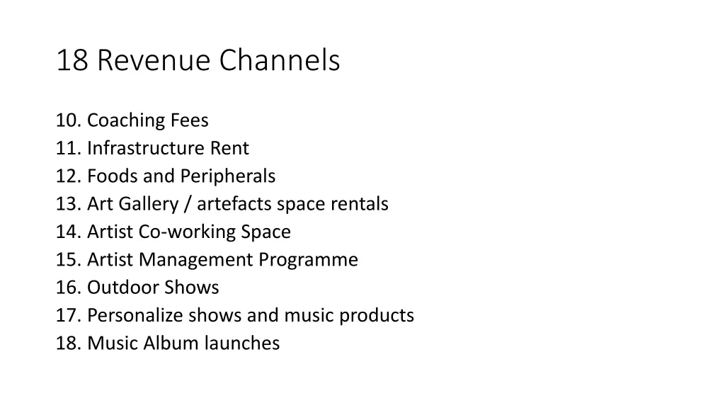 18 revenue channels 1