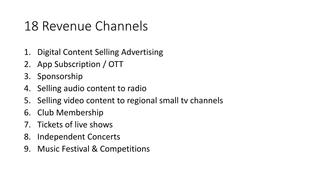 18 revenue channels