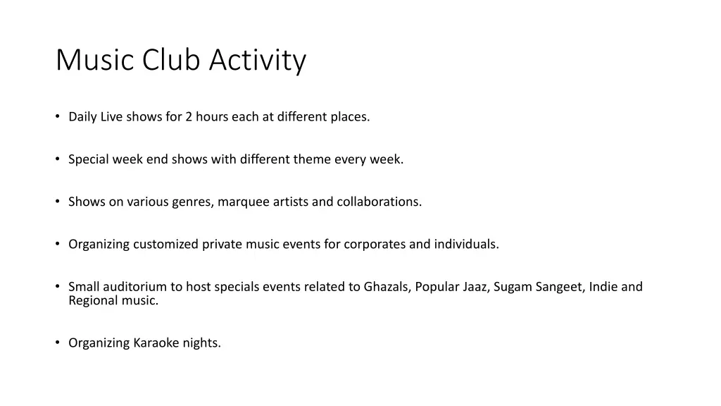 music club activity