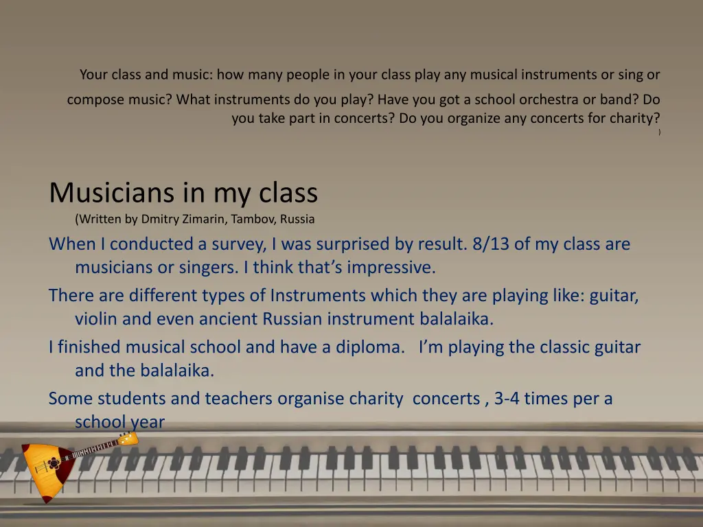 your class and music how many people in your