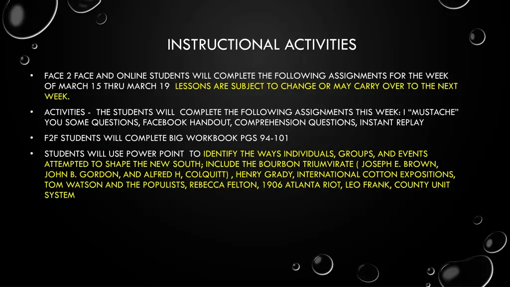 instructional activities