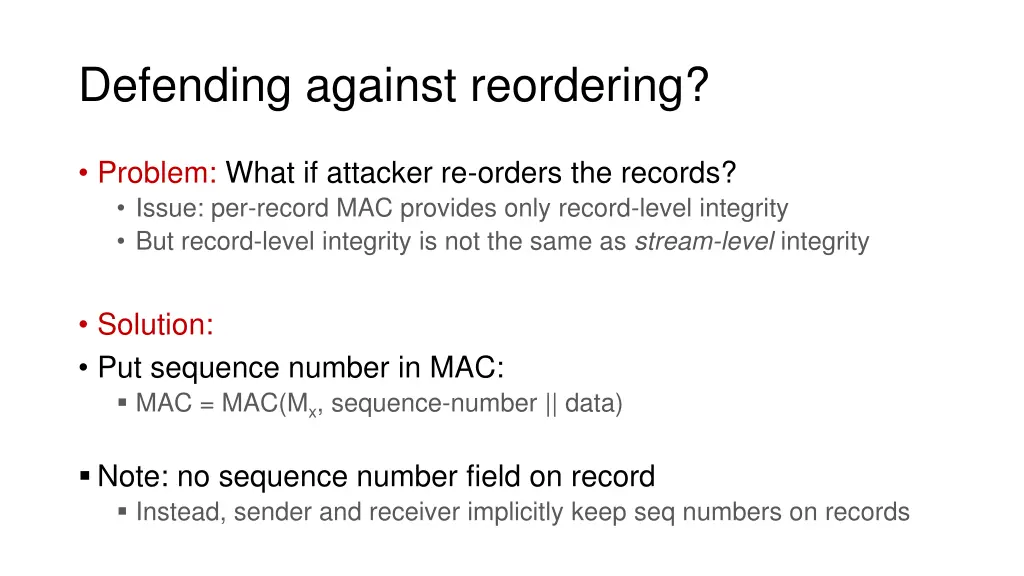 defending against reordering