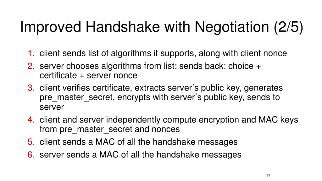 improved handshake with negotiation 2 5