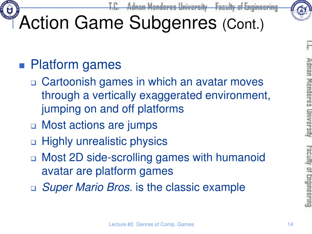 action game subgenres cont 1