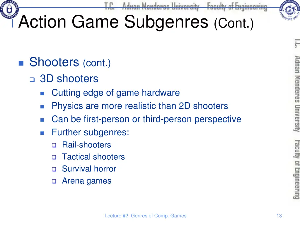 action game subgenres cont