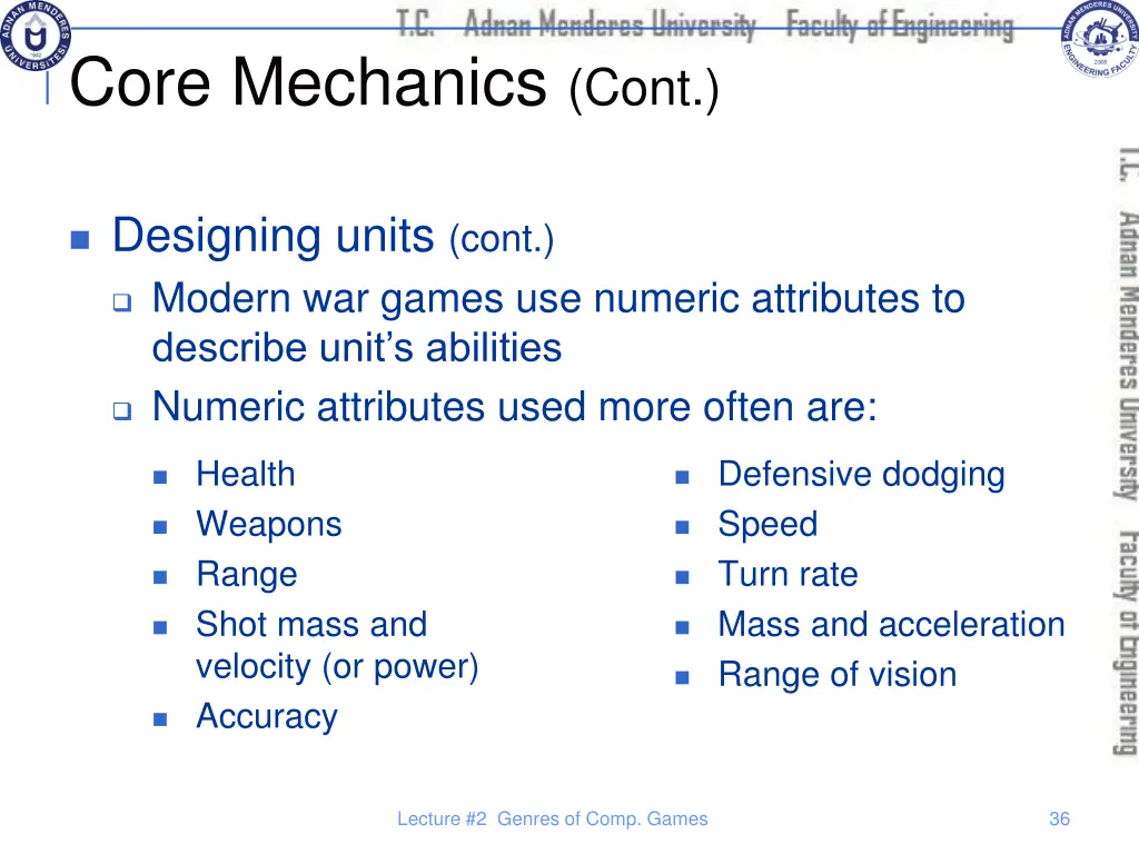 core mechanics cont