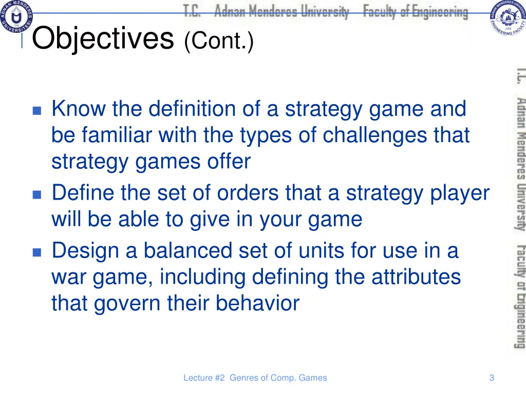 objectives cont