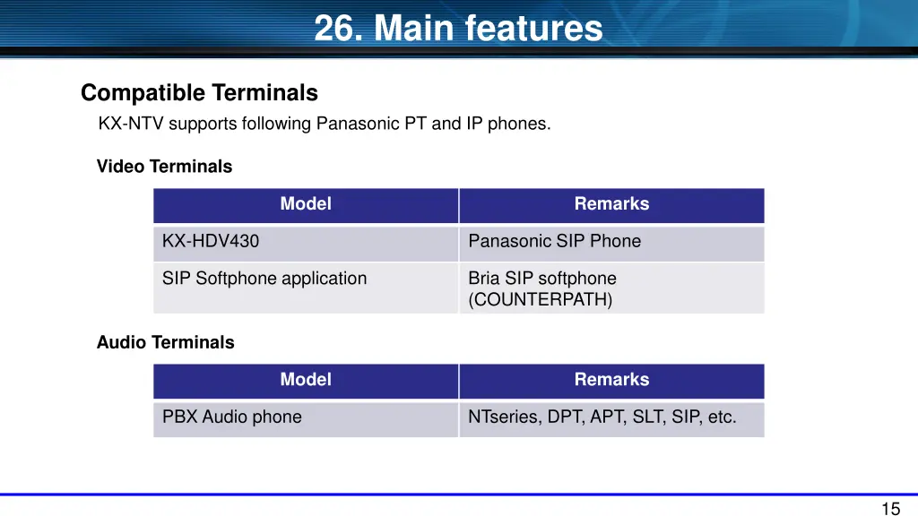 26 main features 1