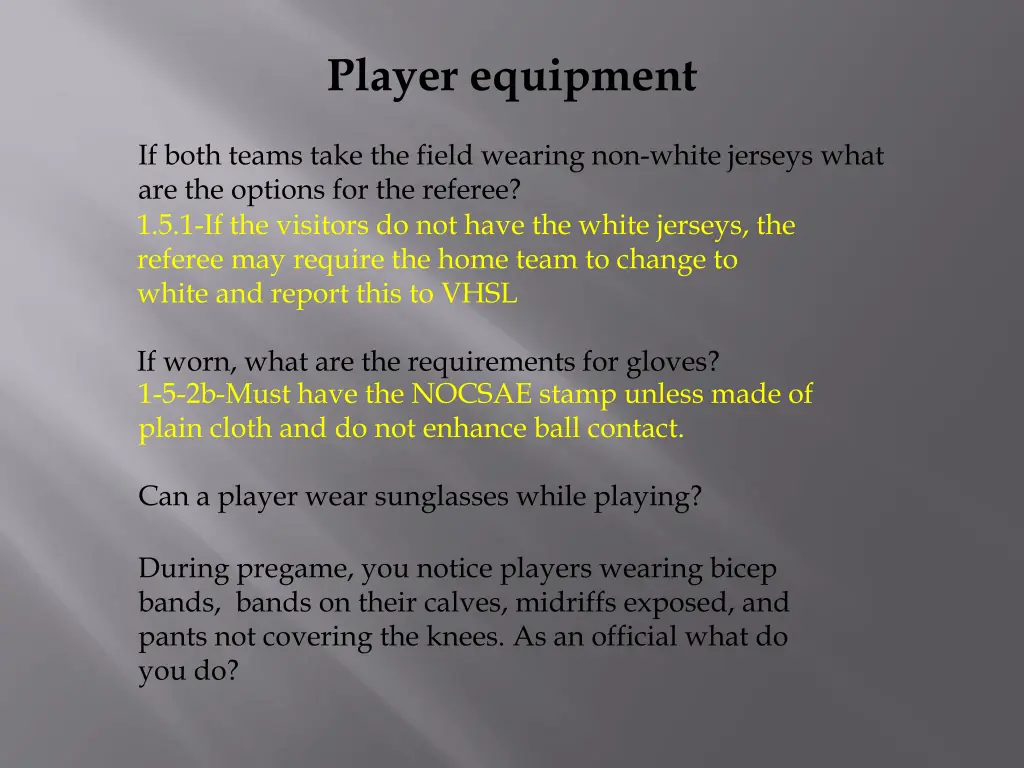 player equipment