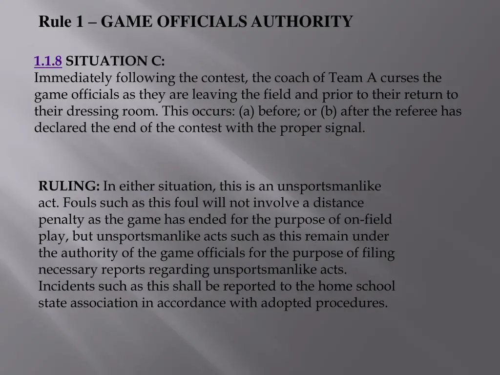 rule 1 game officials authority 2