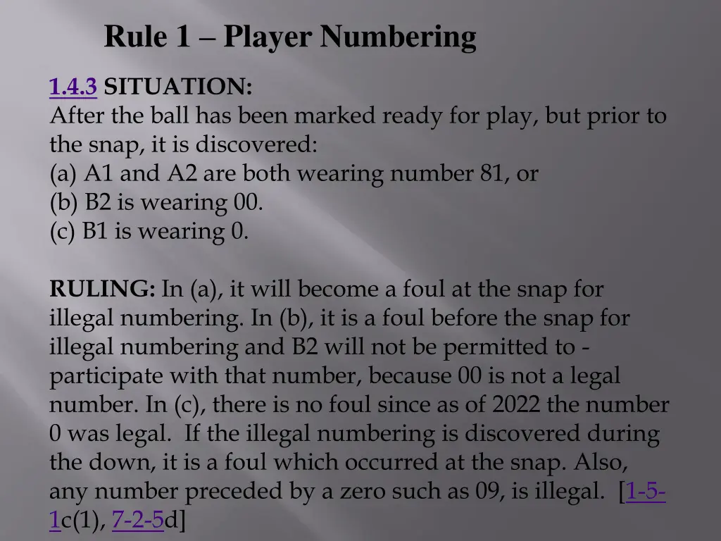 rule 1 player numbering