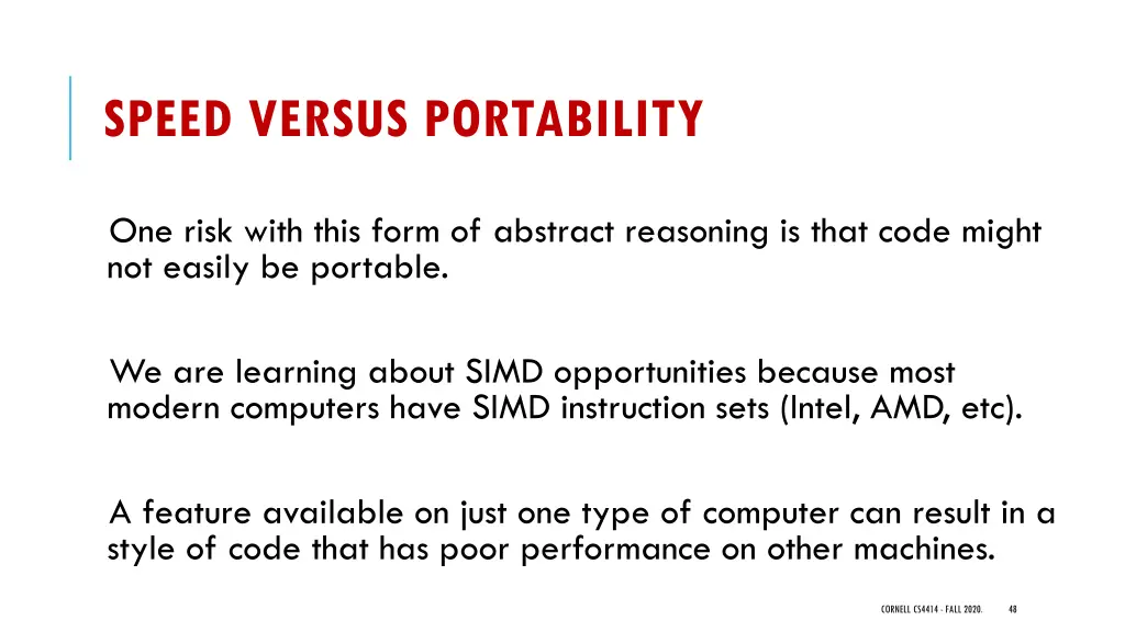 speed versus portability