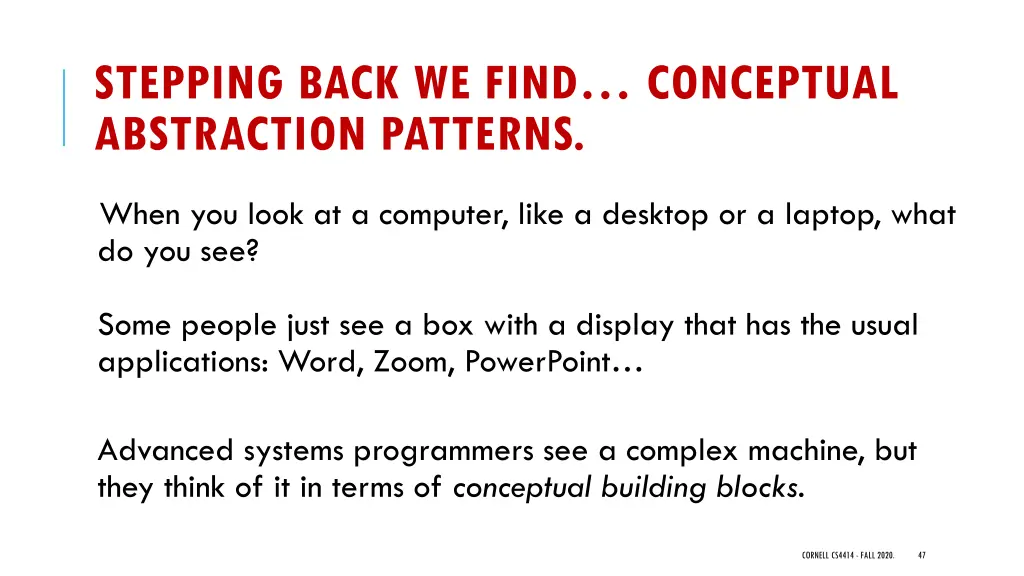 stepping back we find conceptual abstraction