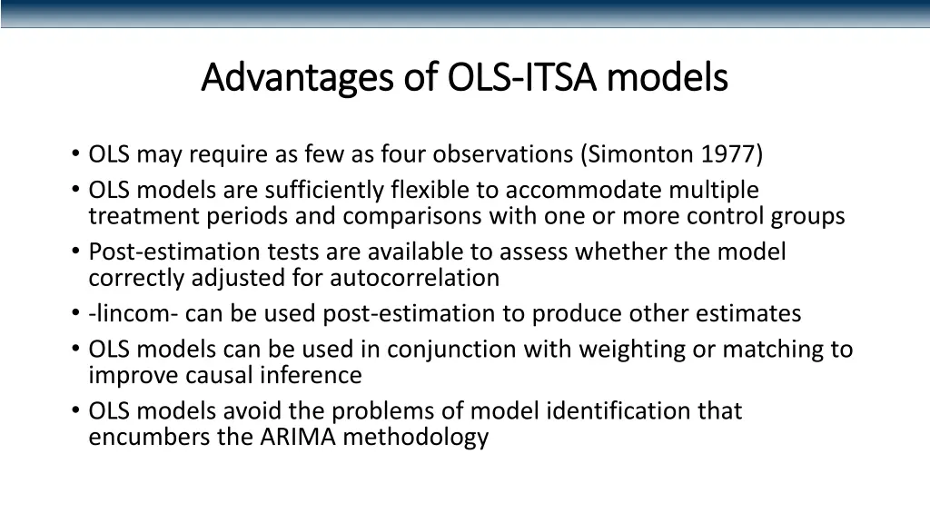 advantages of ols advantages of ols itsa models