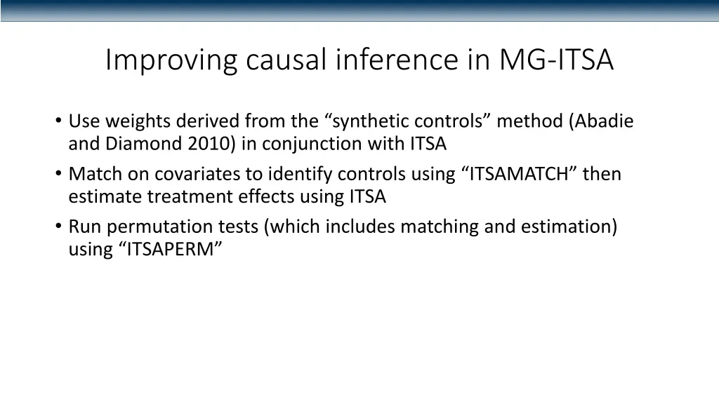 improving causal inference in mg itsa