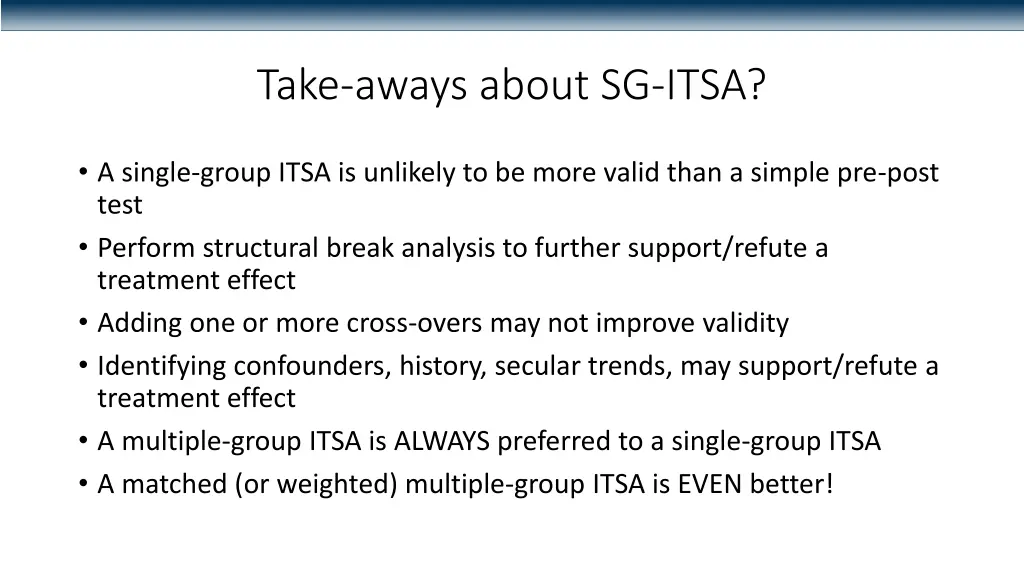 take aways about sg itsa