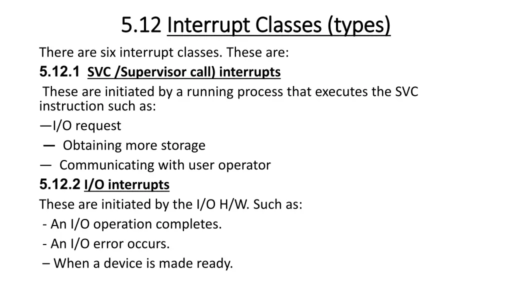 5 12 5 12 interrupt classes types interrupt