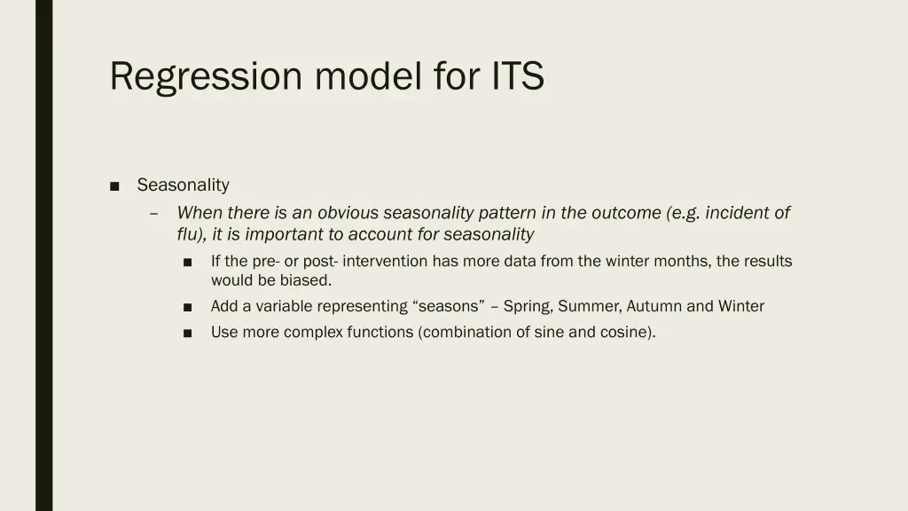 regression model for its 1