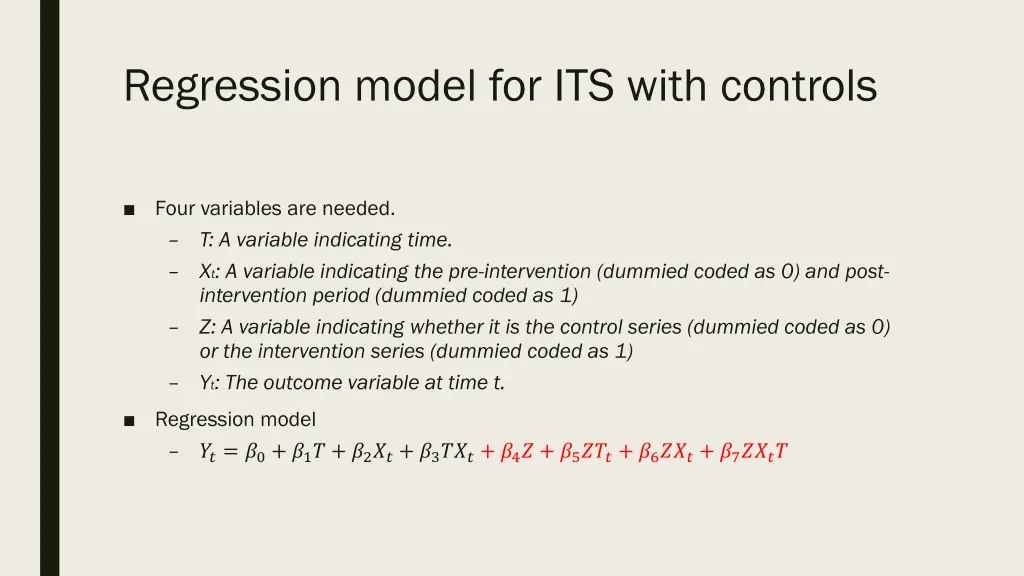 regression model for its with controls