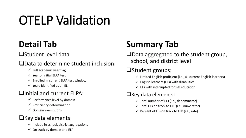 otelp validation otelp validation