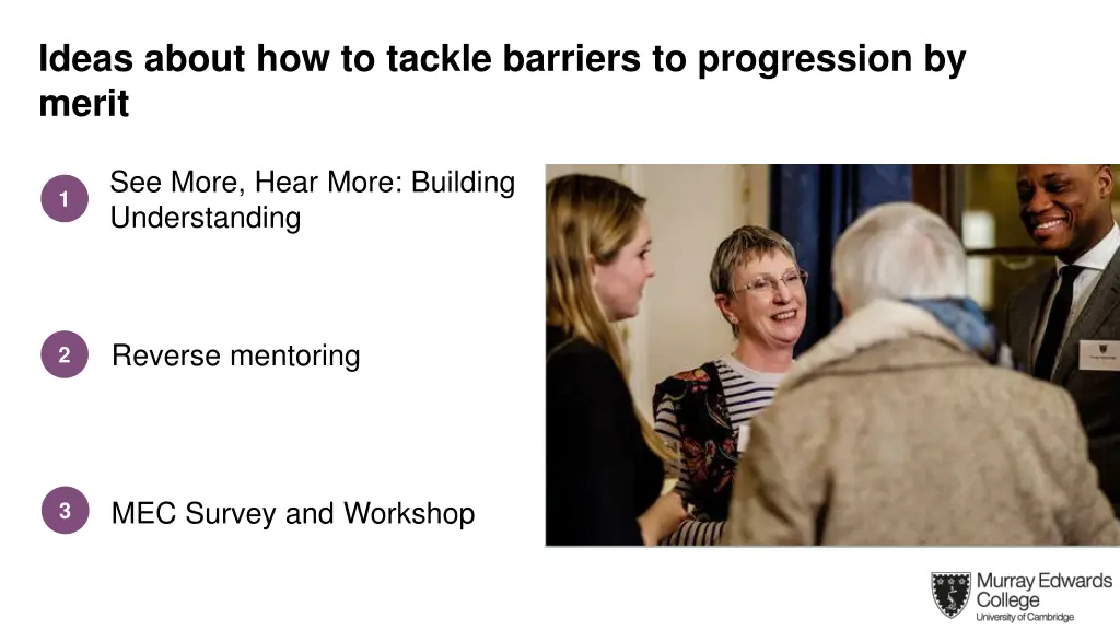 ideas about how to tackle barriers to progression