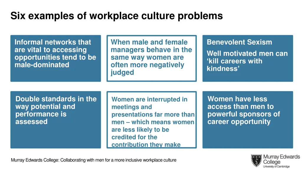 six examples of workplace culture problems