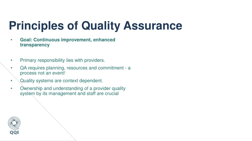 principles of quality assurance