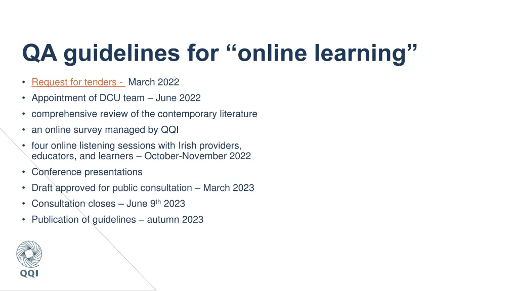 qa guidelines for online learning