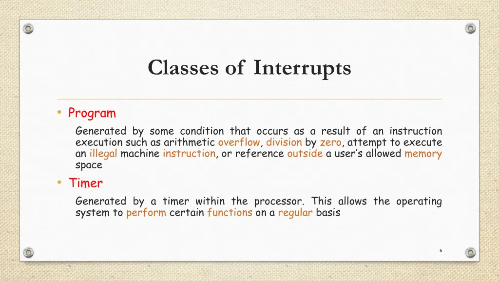 classes of interrupts