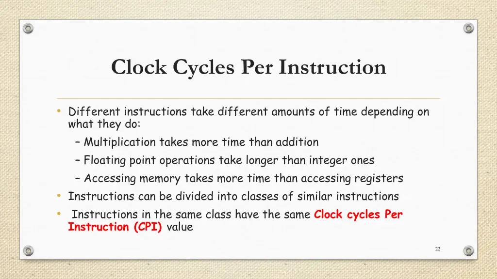 clock cycles per instruction