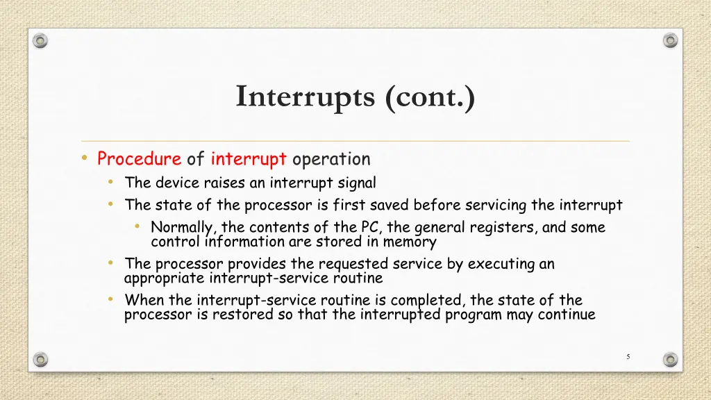 interrupts cont