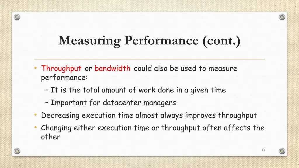 measuring performance cont