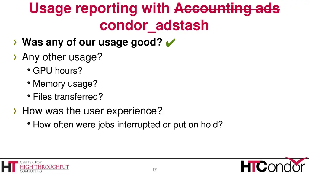 usage reporting with accounting ads condor adstash