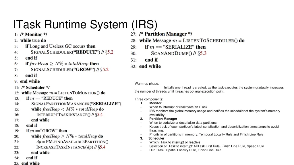 itask runtime system irs