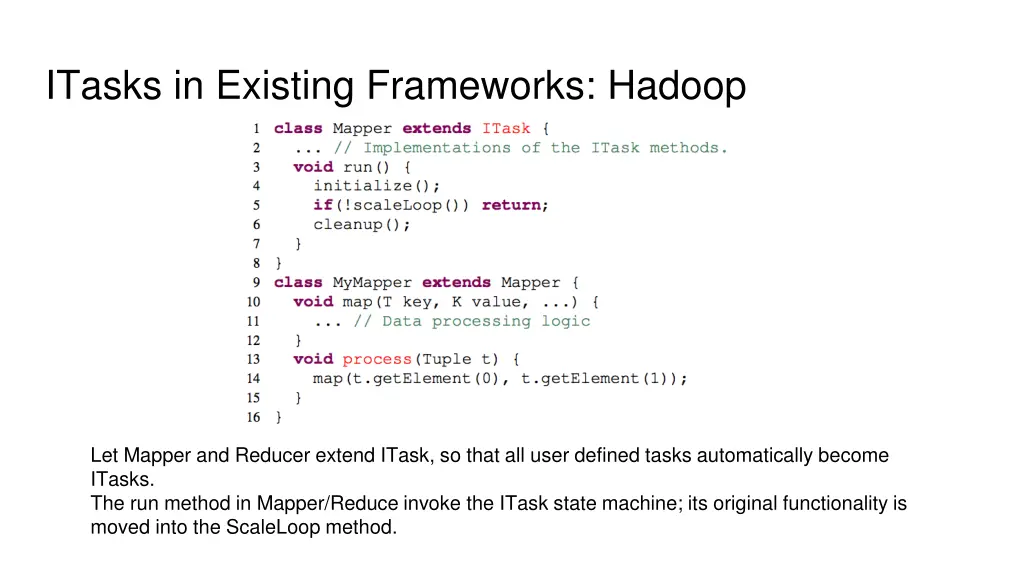 itasks in existing frameworks hadoop